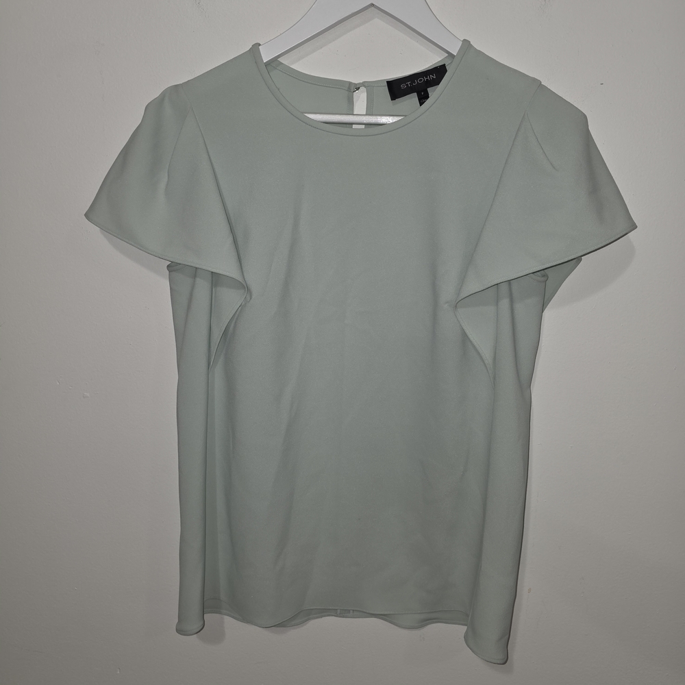 St. John Soft Mint Flutter Sleeve Tee